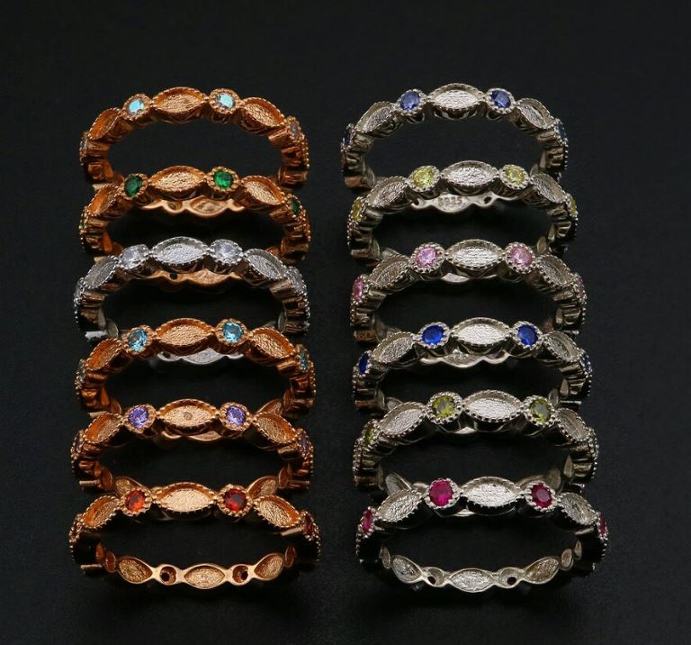 Full Band stackable- Birthstones