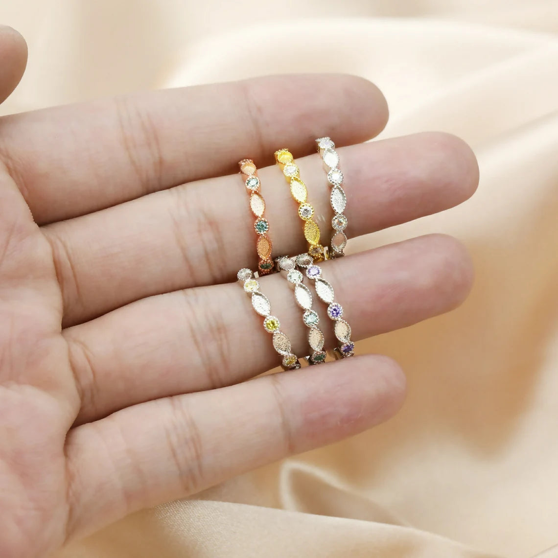 Half Band stackbable-birthstones